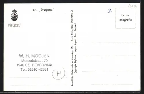 AK Passagierschiff MS Oranjestad in Fahrt