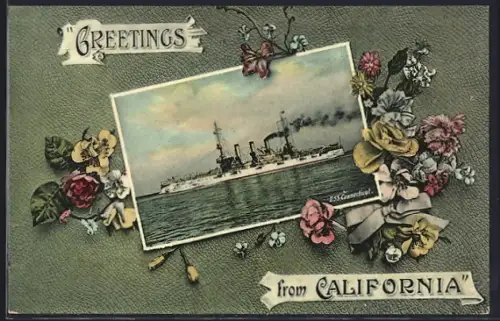 AK Kriegsschiff USS Connecticut auf See