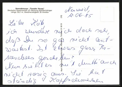 AK Seenotkreuzer Theodor Heuss in voller Fahrt