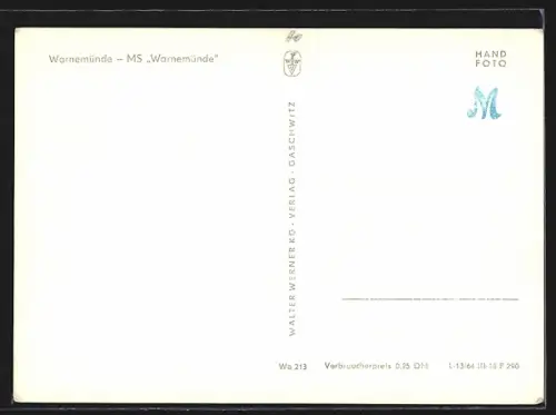 AK Passagierschiff MS Warnemünde in Fahrt