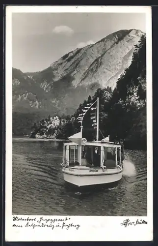 AK Binnenschiff Herzogstand in Fahrt