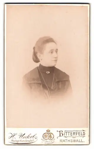 Fotografie H. Unkel, Bitterfeld, Rathswall, Porträt einer Frau im Profil
