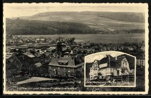 AK Kreiensen, Hotel, Restaurant und Kaffee zur Sonne, Blick über die Dächer der gesamten Ortschaft