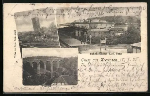 AK Kreiensen, Bahnhofs-Restaurant Lud. Berg, Burg, Viaduct