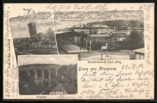 AK Kreiensen, Bahnhofswirtschaft von Lud. Berg, Burg, Viaduct