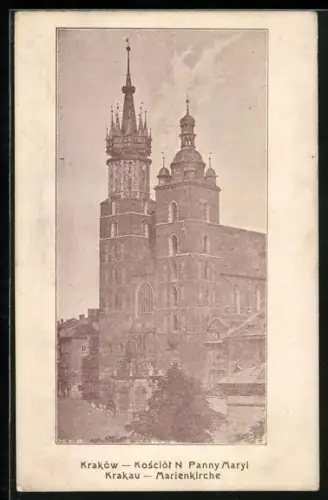 AK Krakau, Blick zur Marienkirche