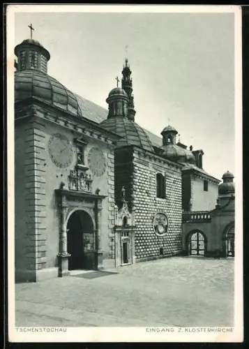 AK Tschenstochau, Eingang zur Klosterkirche