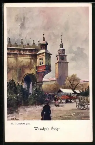 Künstler-AK Krakow, Wesolych Swiat