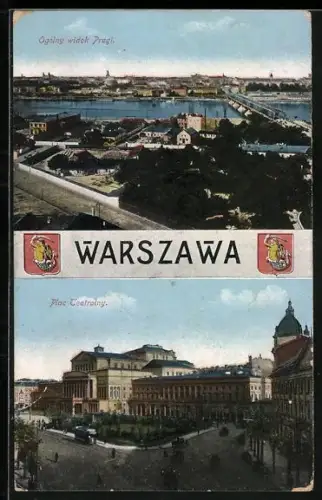 AK Warszawa, Plac Teatralny, Ogolny widok Pragi