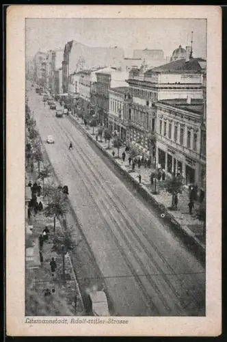 AK Litzmannstadt-Lodz, Strassenpartie der Strasse