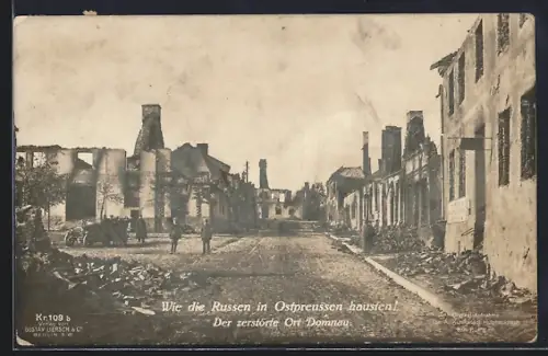 AK Domnau, Zerstörte Gebäude, 1. Weltkrieg