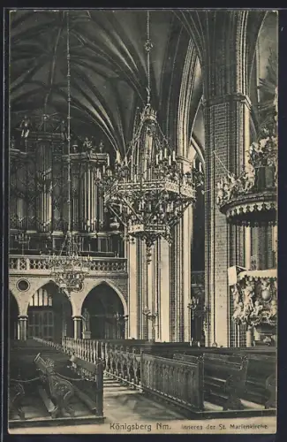 AK Königsberg /Nm., Inneres der St. Marienkirche