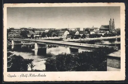 AK Oppeln, Ortsansicht mit Brücke