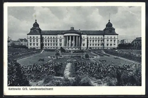AK Kattowitz /O. S., Landesarbeitsamt mit Park