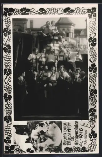 AK Königswinter, Feiernde auf dem Winzerfest 1948