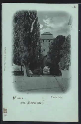 Mondschein-AK Ahrweiler, Niederthor