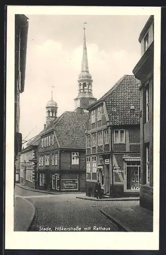 AK Stade, Hökerstrasse mit Rathaus
