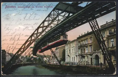 AK Wuppertal-Barmen, Schwebebahn am Werther Bollwerk