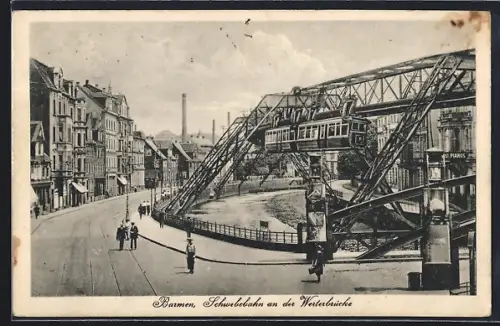 AK Barmen, Schwebebahn an der Werterbrücke