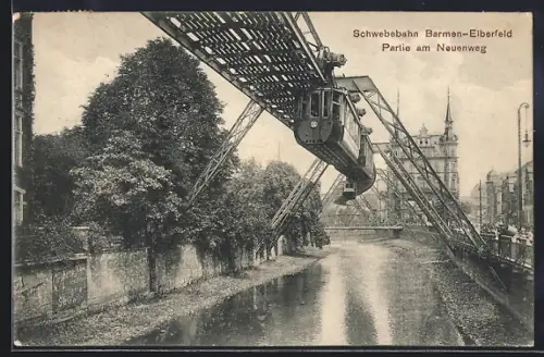 AK Barmen, Strasse Neuerweg mit Schwebebahn