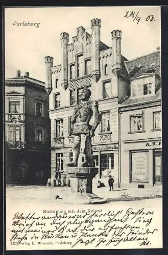 AK Perleberg, Marktplatz mit Roland
