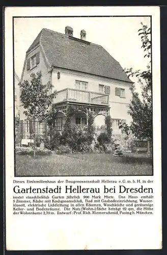 AK Dresden-Hellerau, Einfamilienhaus der Baugenossenschaft Hellerau GmbH
