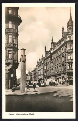 AK Kassel, Hohenzollern-Strasse mit Strassenbahn