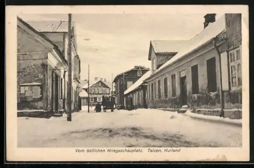 AK Talsen /Kurland, Strassenpartie im Winter