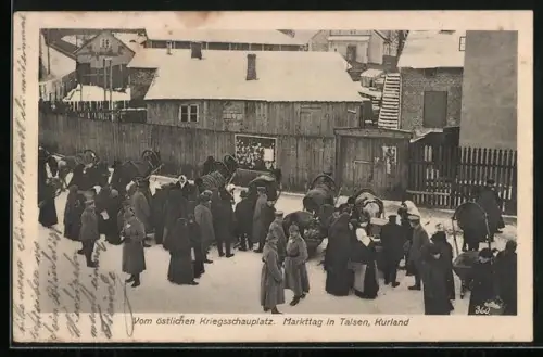 AK Talsen /Kurland, Markttag im Winter