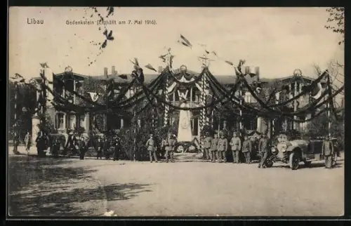 AK Libau, Gedenkstein, enthüllt am 7.5.1916