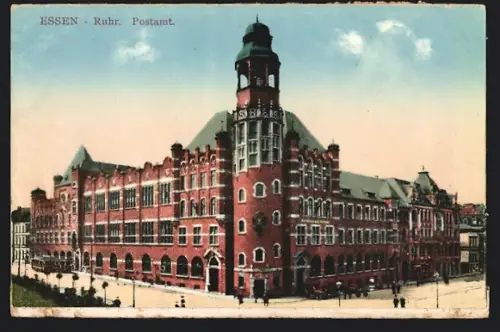 AK Essen-Ruhr, Strassenpartie am Postamt