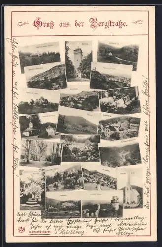 AK Jugenheim a. d. Bergstrasse, Schloss, Goldenes Kreuz, Zwingenberg und weitere Ortschaften an der Bergstrasse