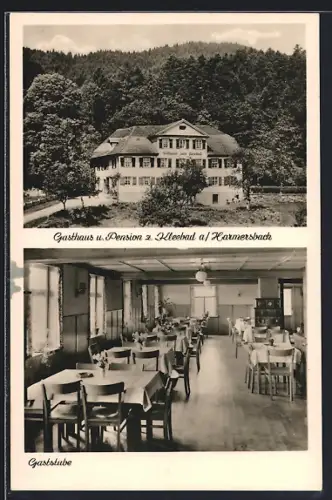 AK Zell / Harmersbach, Gasthaus Kleebad, Bes. K. Ringwald, Blick in die Gaststube