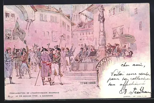 AK Lausanne, Proclamation de L`Independance Vaudoise 1798