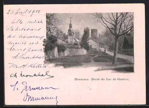 AK Hermance, Bords du Lac de Genève, Vue panoramique