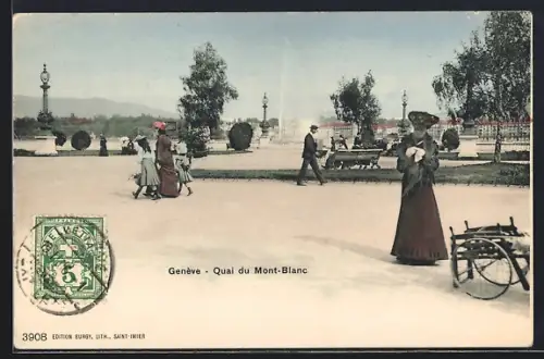 AK Genève, Quai du Mont-Blanc, Panorama