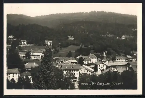 AK St. Cergues, Totalansicht mit Bergpanorama aus der Vogelschau