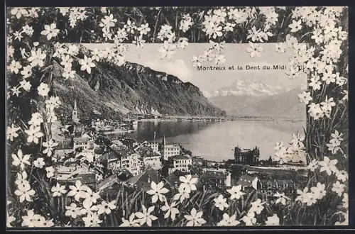 AK Montreux, Montreux et la Dent du Midi, Souvenir de la Promenade Tour du Lac à bord du Winkelried