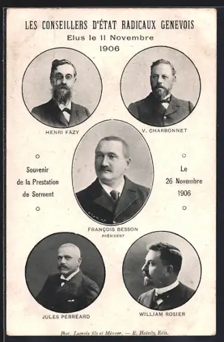 AK Genève, Les Conseillers d`Etat Radicaux Genevois Henri Fazy, V. Charbonnet, Francois Bresson et Jules Perreard