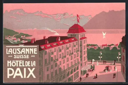 Künstler-AK Lausanne, Hotel de la Paix