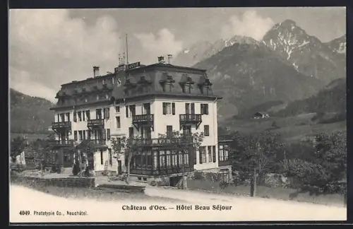 AK Chateau d`Oex, Hotel Beau Séjour vor Alpen