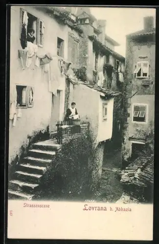 AK Lovrana b. Abbazia, Strassenscene