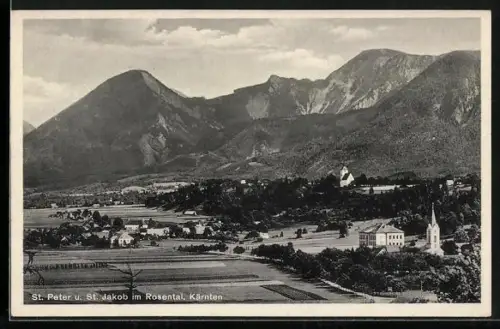 AK St. Jakob im Rosental, Panorama mit St. Peter