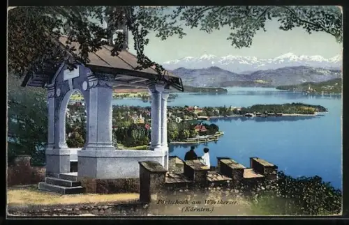 AK Pörtschach am Wörthersee, Blick auf einen Pavillon und den Wörthersee