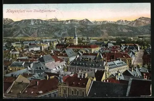 AK Klagenfurt, Teilansicht vom Stadtpfarrturm
