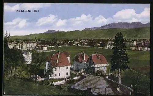 AK Klagenfurt, Teilansicht mit Bergen