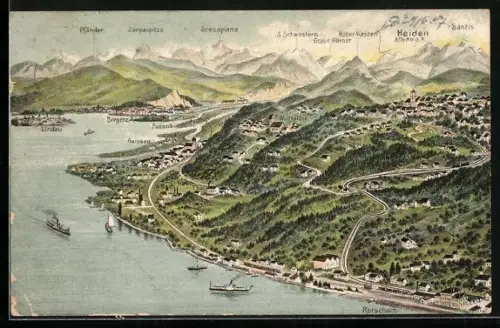 AK Heiden, Panorama mit Gebirgskette