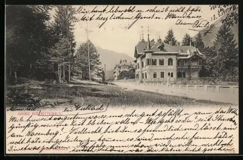 AK Villach, Blick zur Wasserheilanstalt Mittewald