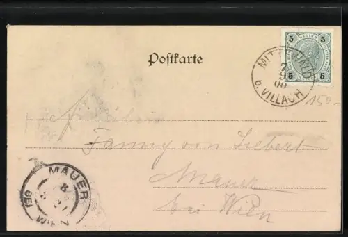 AK Villach, Mittewald, Wasserheilanstalt u. klimatischer Curort