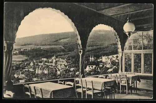 AK Bad Flinsberg, Blick von der Gasthausterrasse Waldfrieden